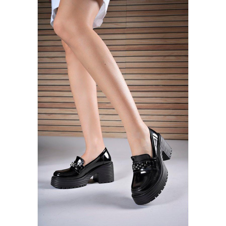 Women Platform Heeled Loafer Shoes