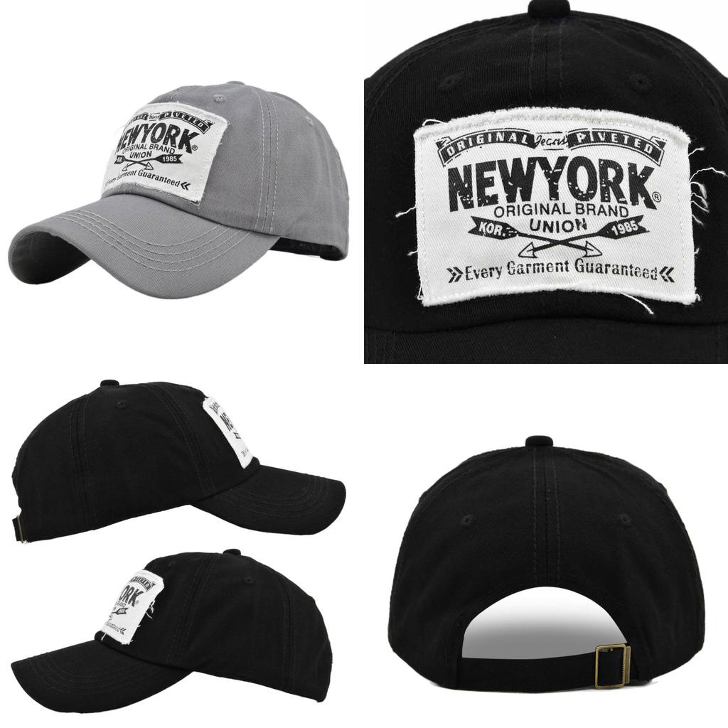 Newyourk Embroidered Baseball Cap Wide Brim Duck Tongue Hat Casual Style Black