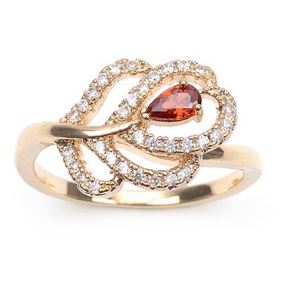 Vergoldeter Ring 'Flora' Rot-Weißgold - 15x10 mm