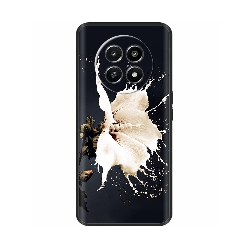 Für Realme 12 5G 12X Handyhülle Cover Blumen Aufdruck Weiches Schwarzes TPU Fundas Für Realme12 12 X Bumper Schale Para Coque Etui Capas