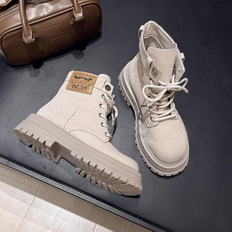 Tooling Martin Boots Short Boots Women's 2025 New Platform Spring and Autumn Boots Fried Street Matte Leather Retro Polished Rhubarb Boots