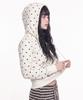 The Green Lab Fur Hood Dot Zip-Up [White]