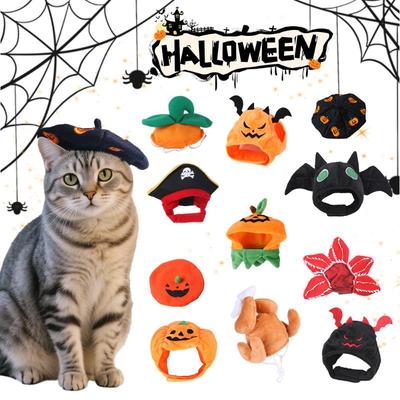 Sevimli Evcil Hayvan Cadılar Bayramı Köpek Kedi Kostümü Özgünlük Küçük Köpekler Kedi Cosplay Yarasa Balkabağı Başlık Şapka Kedi Başlığı Evcil Hayvan Malzemeleri