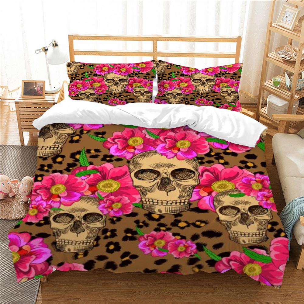 Home Bed Clothes 3D Skull Printing Duvet Cover Set Superior Bedding Cover Suit Single Double Size Bed Set Polyester Pillowcase
