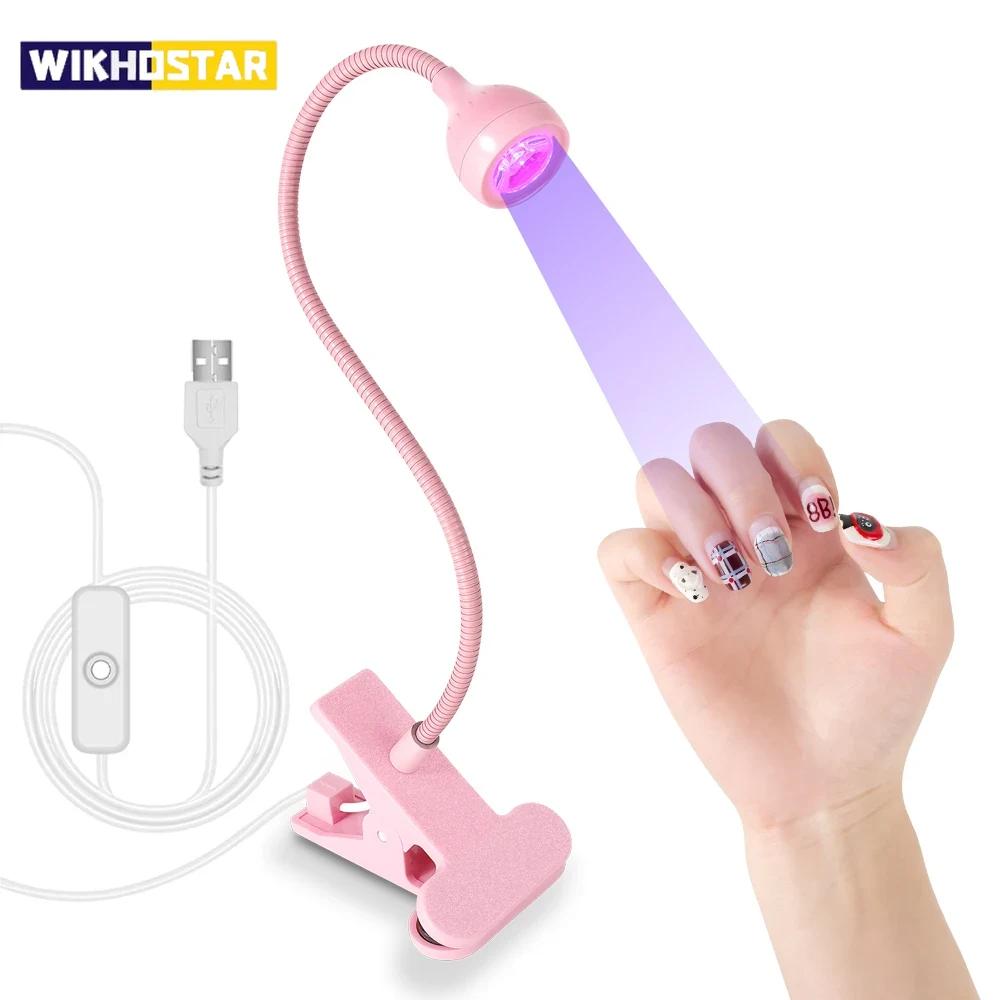 Nail LED UV Lamp for Drying Gel Nails Polish Clip-On Flexible Desk Mini Portable USB Nail Lamp UV Light Dryer for Manicure Salon