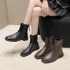 Women's Boots Back Zipper Adjustable Soft Elastic Sole Not Tired Feet Warm Breathable Thick Bottom Height Increase Fashion Comfortable Martin Boots