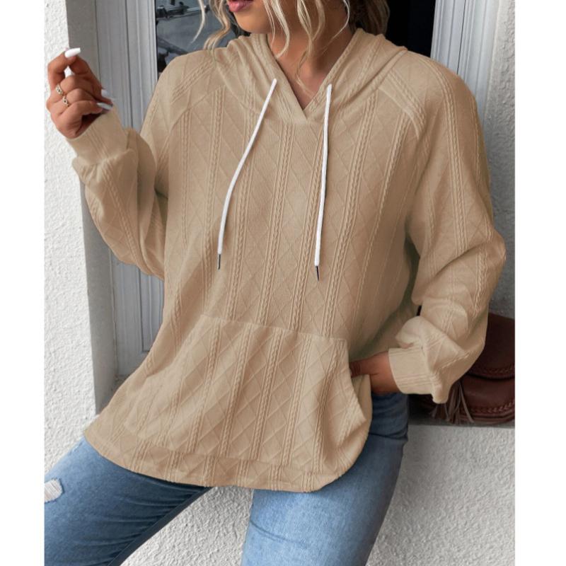 2025 Autumn New Style, Women's Casual Hoodie, Jacquard, Plus Size, Loose Fit, Hooded Hoodie, Autumn and Winter Interior, Simple Design