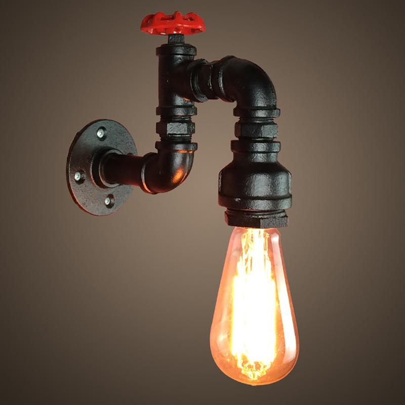 Industrial Wall Lamp Vintage Iron Rust Plated Water Pipe Lights Fixture Loft Wall E27 Lighting Sconce for Home Restaurant Bar(NO Bulb)