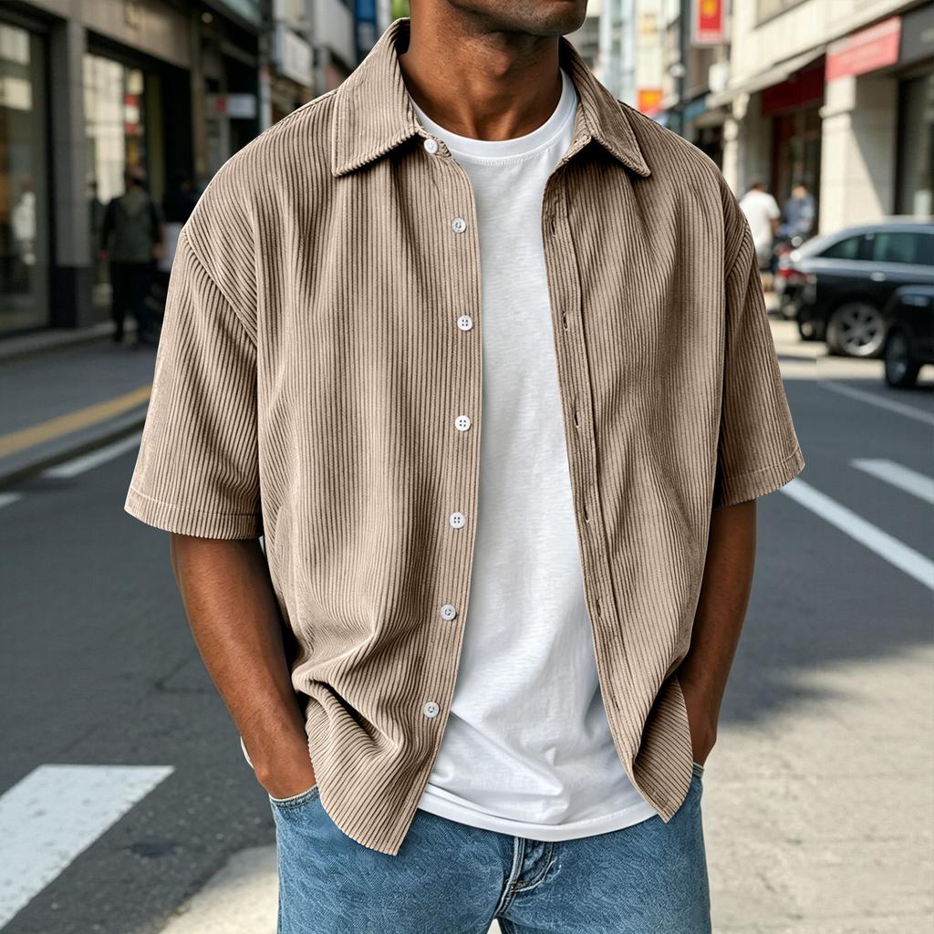 Men's Collared Top Men's Casual And Comfortable Short Sleeved Shirt