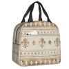 Custom Fleur-De-Lys Gold And Royal Blue Lunch Bag Men Women Cooler Thermal Insulated Lunch Box for Children School