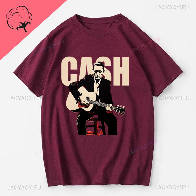 Vintage Johnny Cash Shirt Coutry Music Camisetas Cotton Crewneck Unisex Clothes Print Graphic T Shirts Camisa Classic Legend Tees