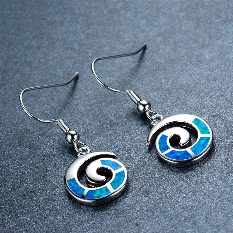 New Korean Style White and Blue Spiral Versatile Ear Hook Design Personalized and Fashionable