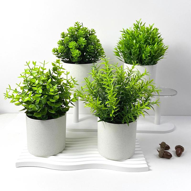 Artificial Plant with Plastic Pot Mini Bonsai Potted Plant Small Tree Simulation Pot Plants for Home Office Bedroom Decor