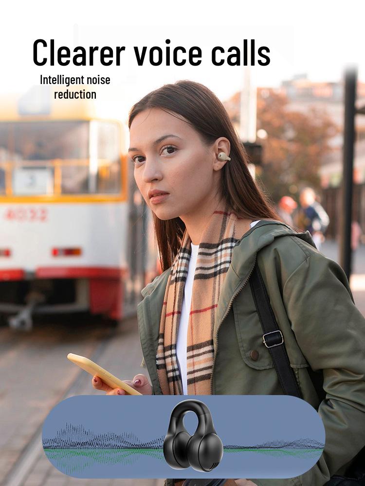 True Wireless Digital Display Stereo Bluetooth Ear-Clip Earphones with Charging Case