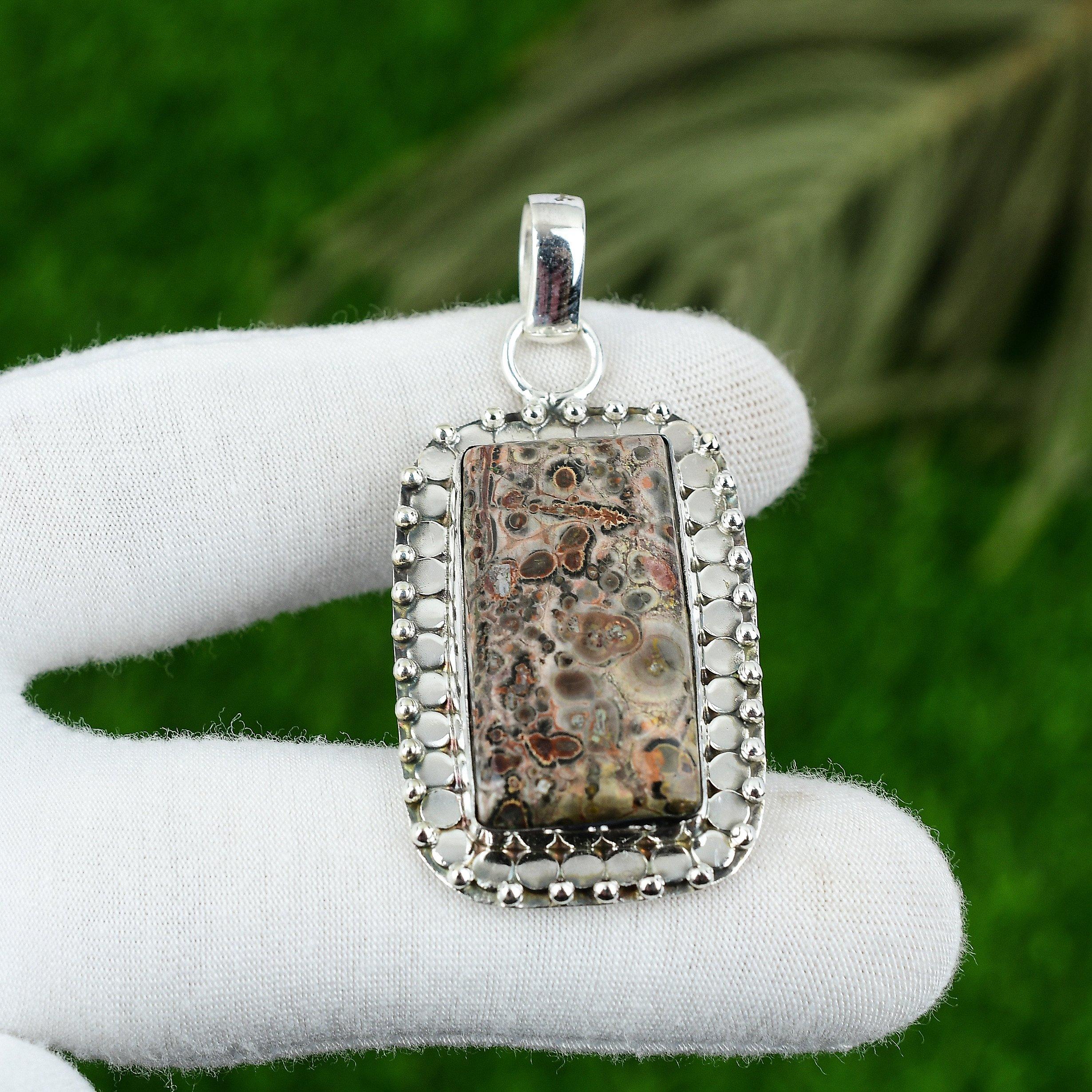 

Womens day Sale 925 Sterling Silver Natural Ocean Jasper Artisan Pendant Jewelry