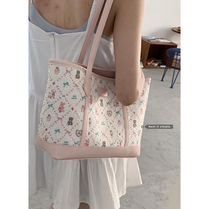 Summer Bag Large Capacity Women's Armpit Bag 2025 New Cartoon Bear Printed Tote Bag Fashion Shoulder Bag