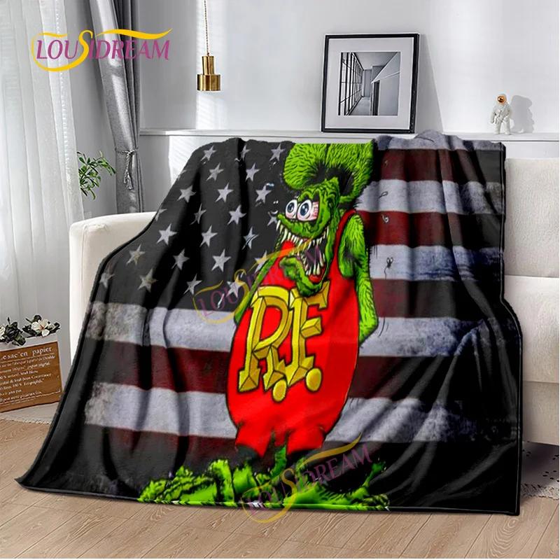 Portable Multifunctional Children's holiday birthday Gift Cartoon Rat Fink Cute Home Bedroom decoration Warm Sherpa blanket