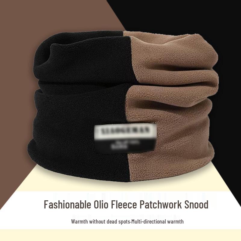 

Мужской и женский двухслойный утолщенный бархатный бафф для шеи - зимний цветной блок, пуловер-шарф для уличной моды кофейный/чёрный