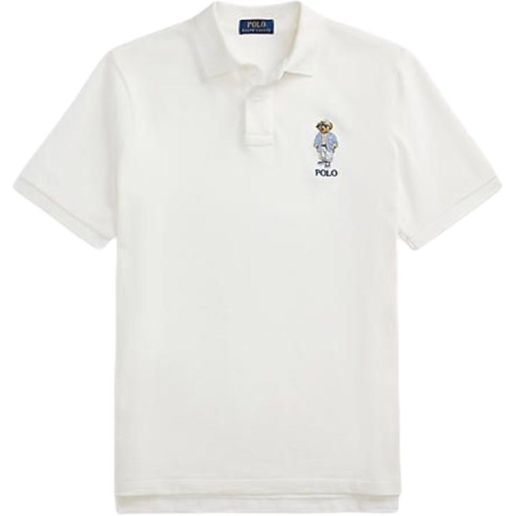 

Polo Ralph Lauren Однотонная футболка-поло с логотипом, короткий рукав, мужские топы, Белый MNPOKNI1N823296-100 M