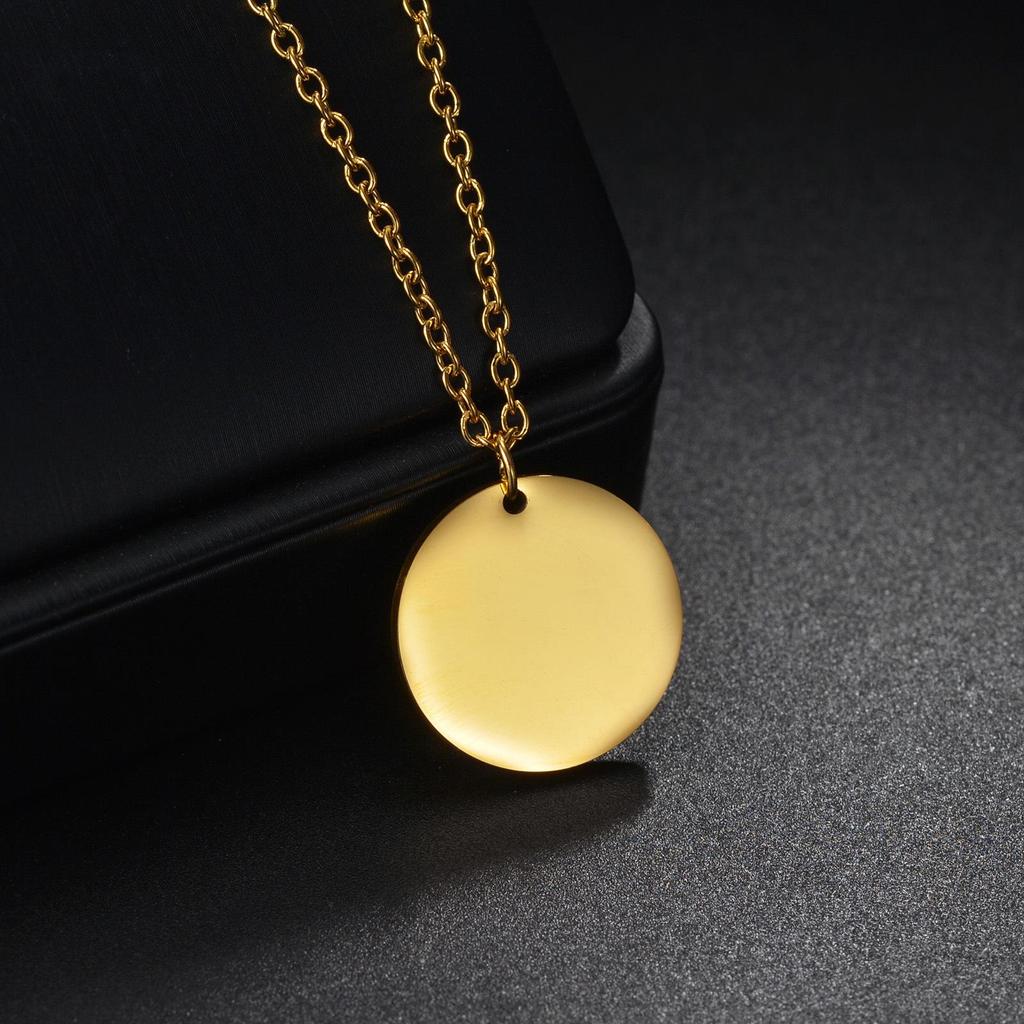 2024 Trendy European & American Stainless Steel O-Shaped Women's Necklace with Laser Engraved Logo