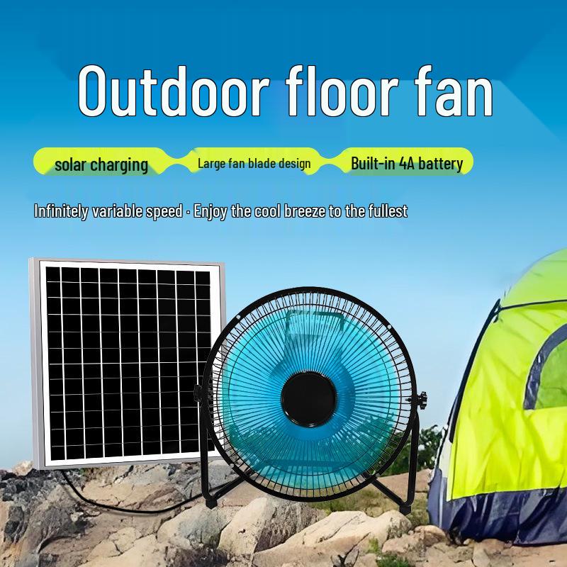 Portable Solar-Powered DC Cooling Fan for Indoor & Outdoor Use