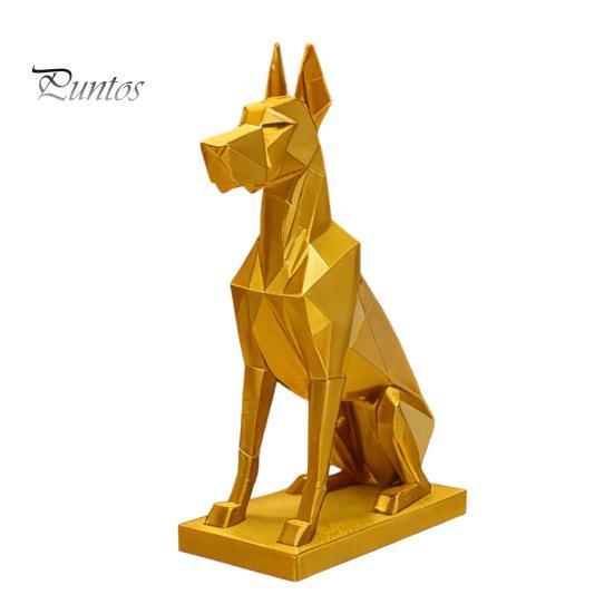 Minimalist Dog Sculpture 3D Printed Geometric Doberman Figurine, Golden Decorative Sculpture, Modern Animal Desktop Decoration Statue for Home Office золотистый