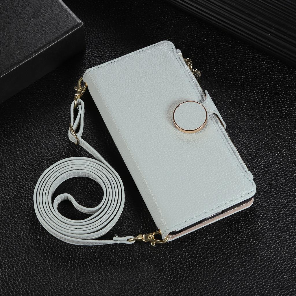 Custodia a Tracolla per Samsung Galaxy S25 Ultra Edge S24 Plus S23 FE S22 S21 S20 Note20 A56 A36 Fibbia Circolare Portafoglio Portacarte in Pelle