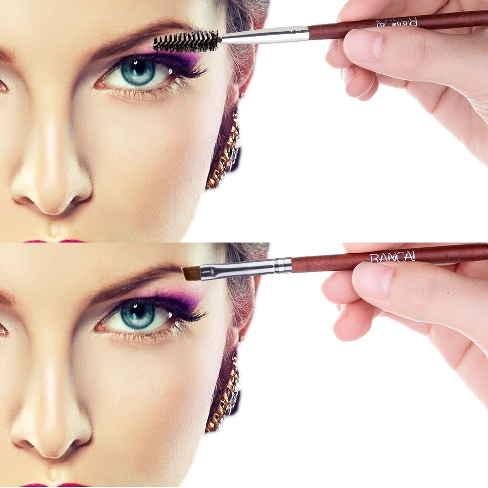 RANCAI Duo Eyebrow Brush Angled Eyebrow Comb Professional Beauty Makeup Brushes for Lash Eye Brow Brush Blending Make-up Tools