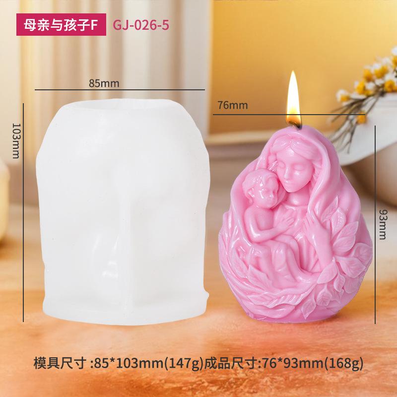 3D Jungfru Maria Gudinna Omfamnande Pojke Silikonform Morsdag Tacksägelsedag Gåva Hjärta Ängel Betong Cement Gipsformar