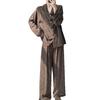 Leopard print lapel pajamas women's spring and summer long-sleeved cardigan homewear autumn cool cotton and silk suit can be worn outside large size