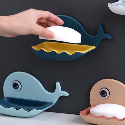 Whale Soap Box, Double-Layer Soap Holder, No Punching, Bathroom Storage Rack, Household Use