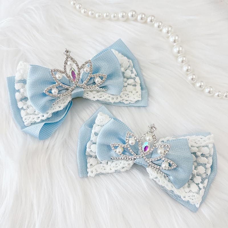 

Ribbon clip with tiara set of 2 hairpin decorative ribbon birthday event blue [item]
