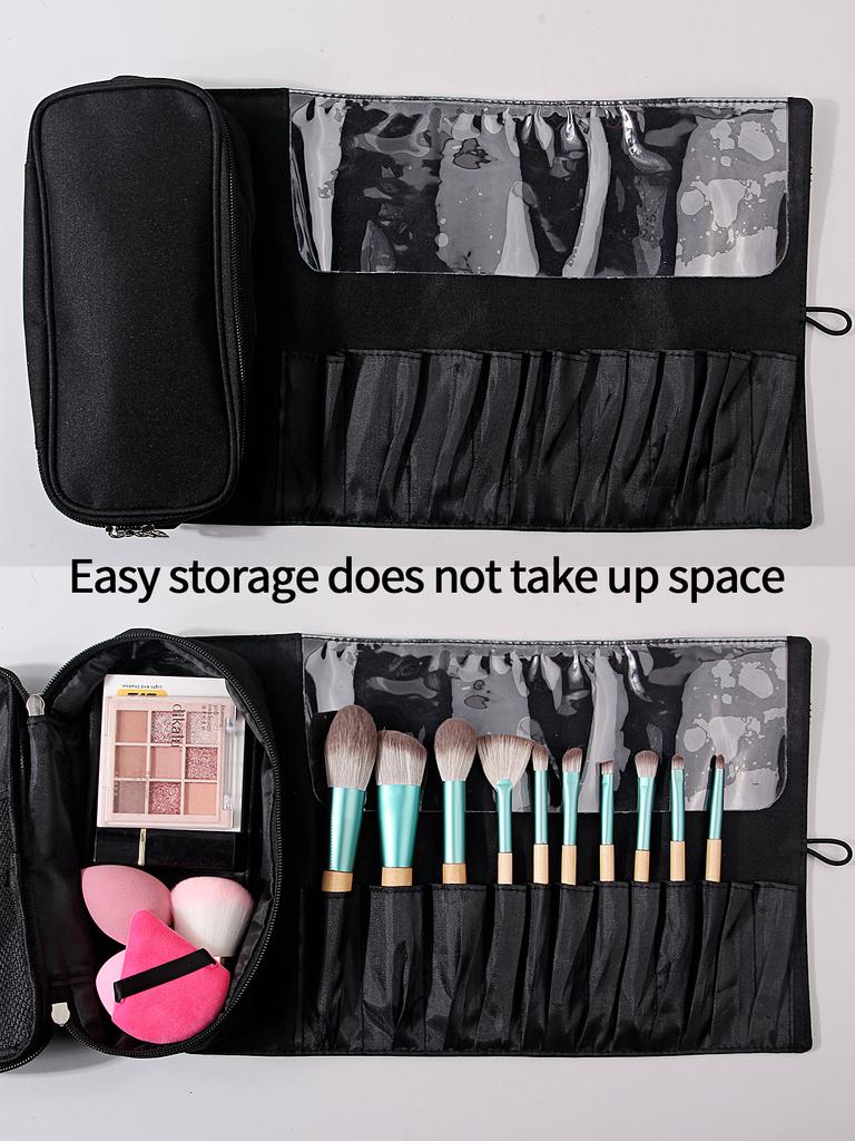 1Pcs Makeup Bag Women's Cosmetic Brush Bag Travel Organizer Makeup Brushes Fold Tools Rolling Bags Waterproof Nylon Makeup Case
