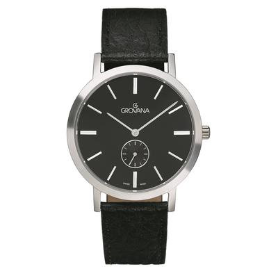 Kensington Leather Strap Black Dial Quartz 1050.5537 Men's Watch