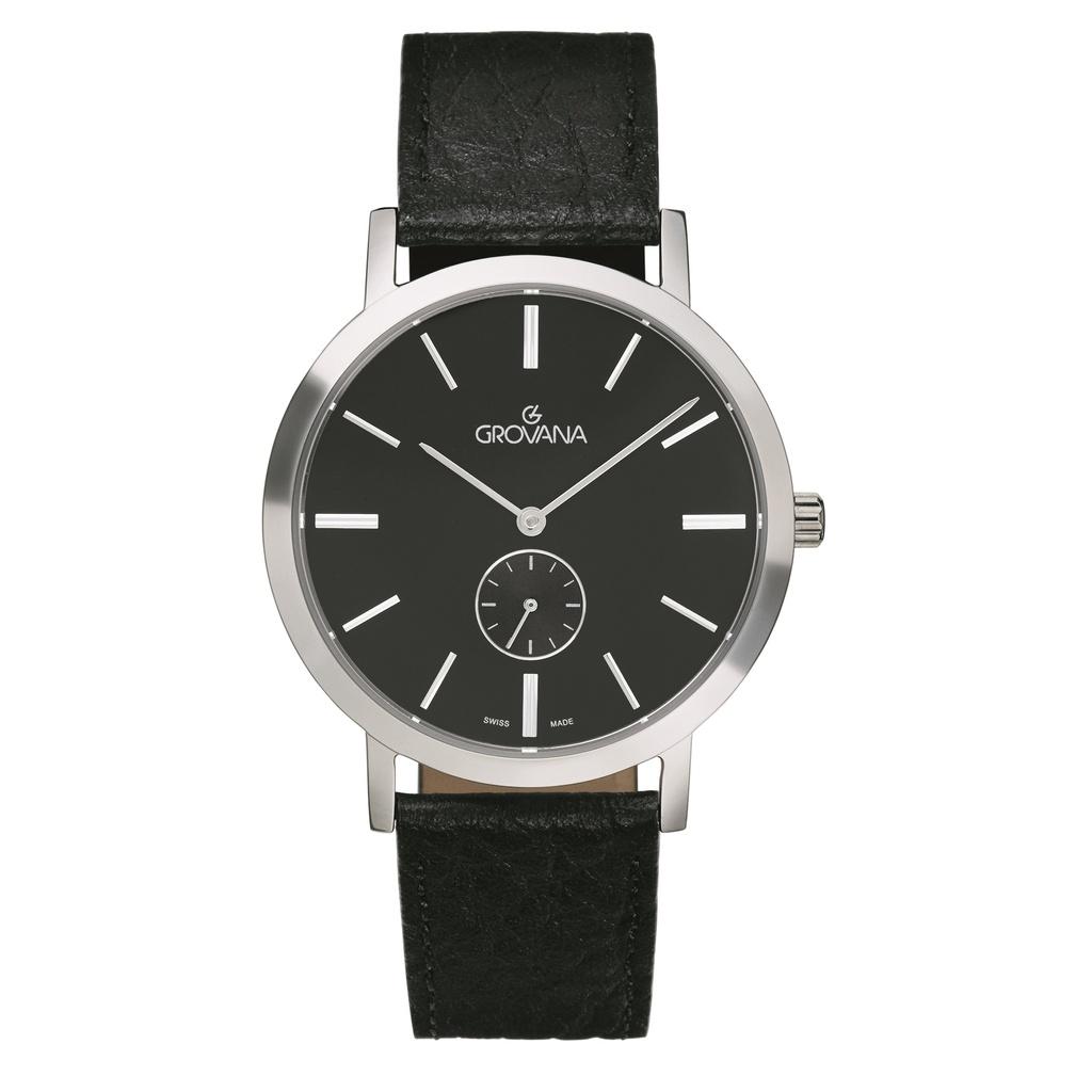 

Grovana Kensington Leather Strap Black Dial Quartz 1050.5537 Men s Watch чорний