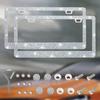 NEW Bling Crystal Car License Plate Frame Women Rhinestone License Plate Frame Cover Holder Car Accessories with Screw 31*16cm License Plate Covers