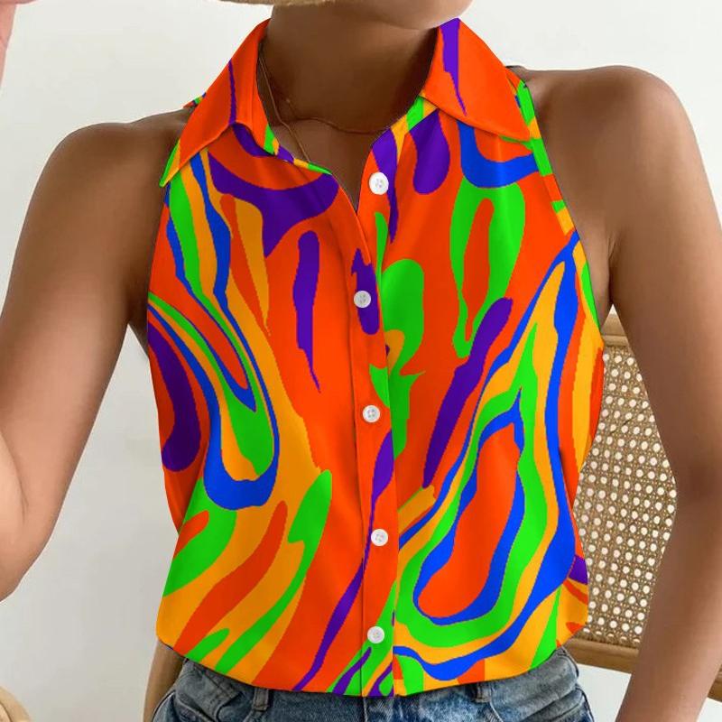 YYFS Women's Fashion Casual Summer Sleeveless POLO Neck Blouses & Shirts