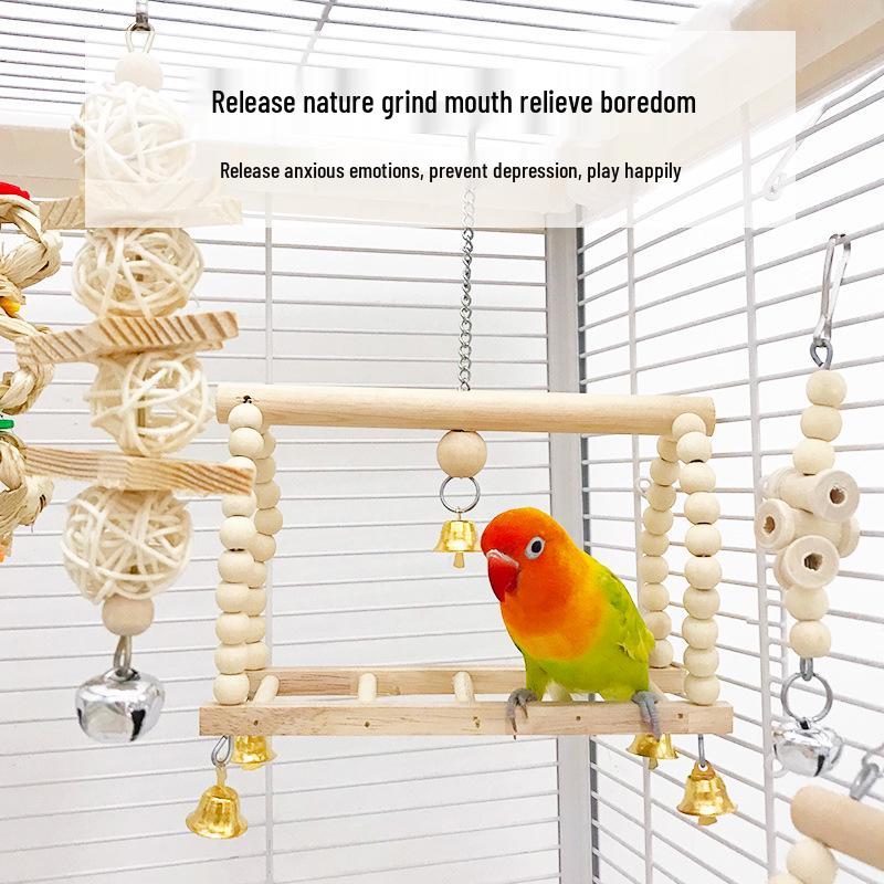 Zestaw zabawek Parrot: Huśtawka, Grzęda, Drabinka i Zabawki do Gryzienia