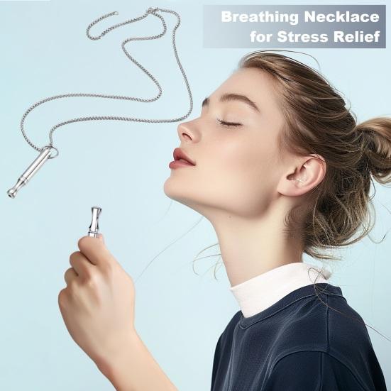 Mindful Breathing Necklace Titanium Steel Anxiety Reduction Necklace Stress And Panic Relief Necklace Length Meditation Inner Peace Necklace