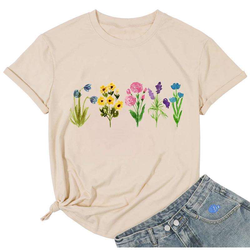 

Женская футболка большого размера с цветочным принтом M