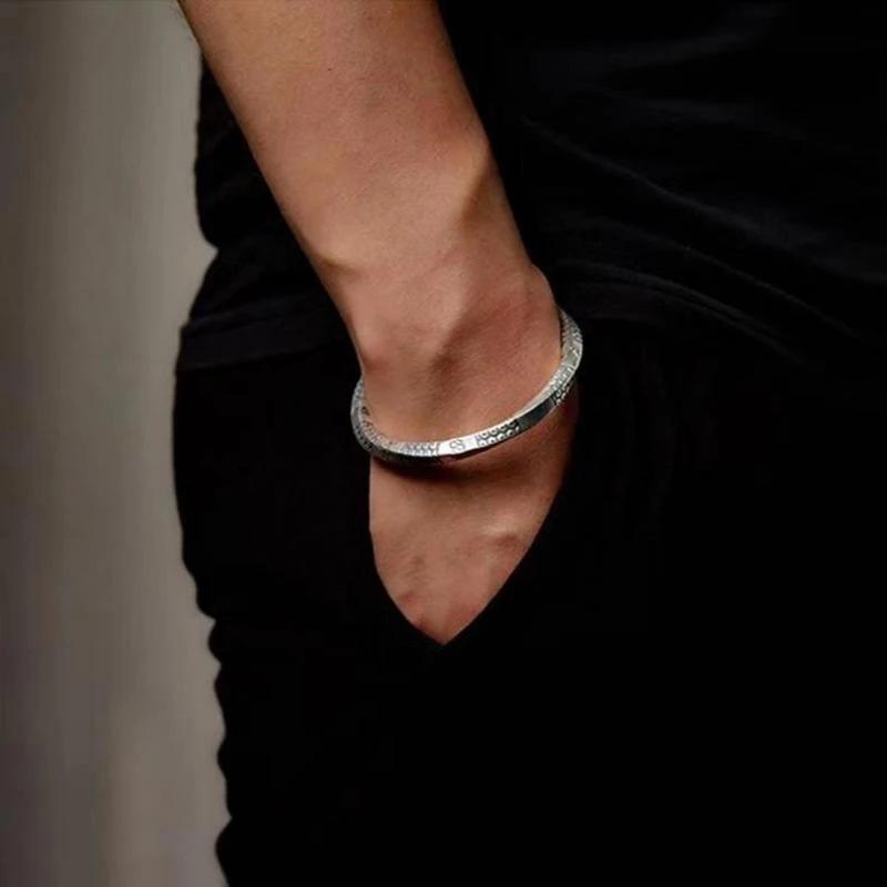 Ethnic Style Personalized Möbius Ring Totem 925 Sterling Silver Fashion Retro Solid Opening Bracelets TYB606
