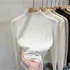 Wood Ear Edge Knitted Semi-turtleneck Women's Autumn and Winter with White Sweater Women's New Models