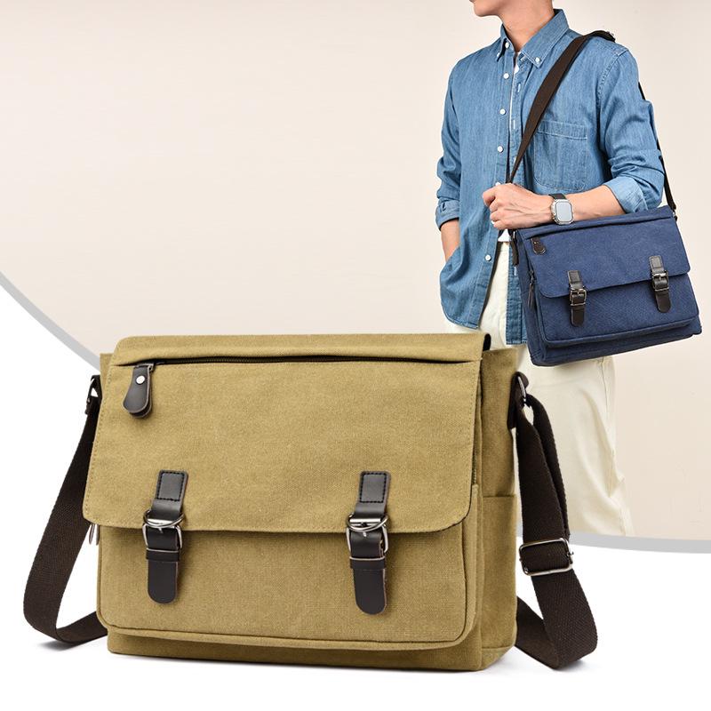 Korean Canvas Messenger Bag: Trendy Large Capacity Shoulder Bag for Men, Students, and Camera Gear