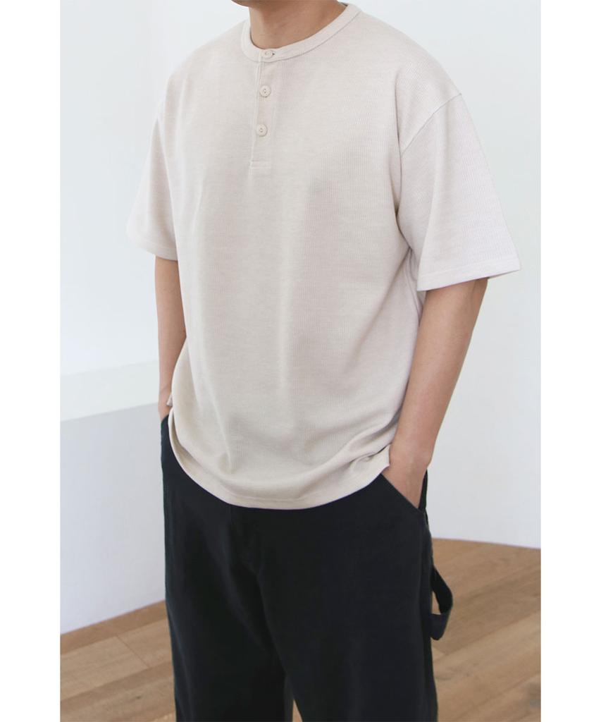 BLUFF Rugged Overfit Henley Neck Short Sleeve T-Shirt [2 Colors]