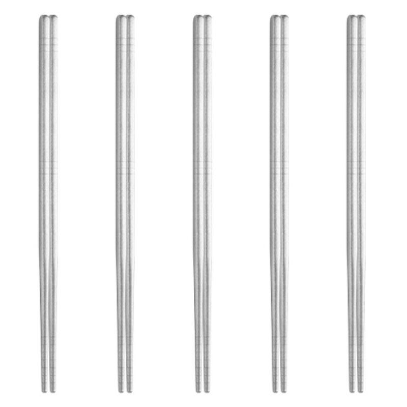 5 PCS 23cm Titanium Chopsticks Lightweight Durable Chopsticks Home Tableware Outdoor Camping Flatware Pure Titanium Chopsticks