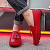 Herren Mokassins Fahrschuhe Komfort Leder Ballerinas Lässig Slipper Übergröße Farbe Weiß Erbsenschuhe Große Größe