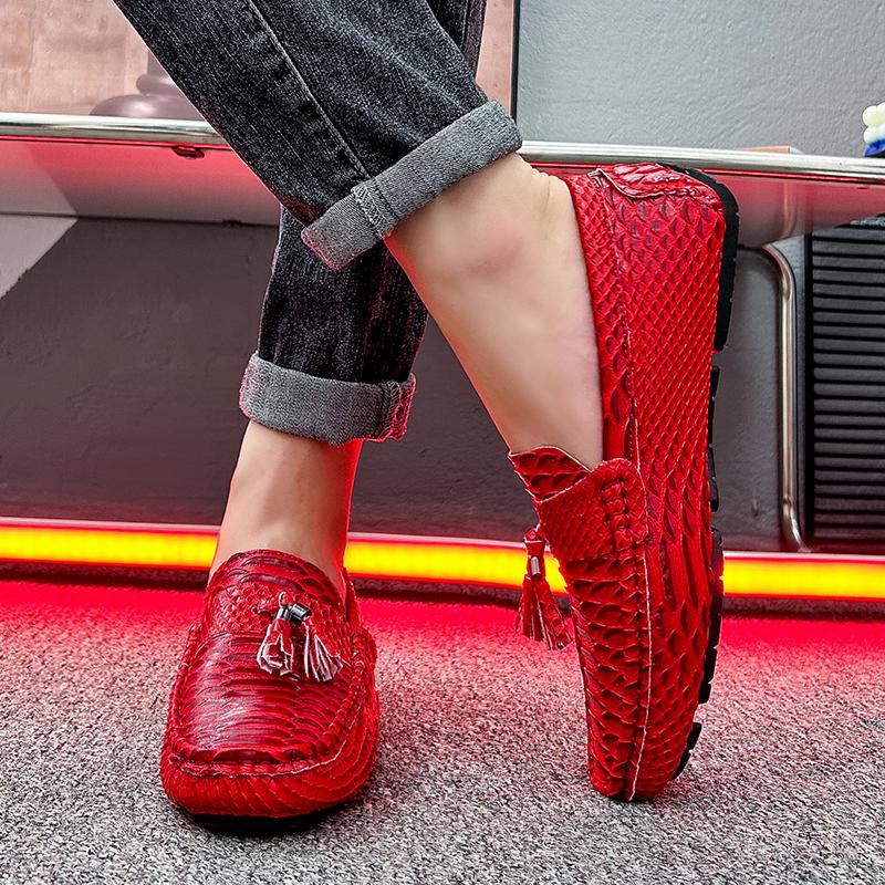 Herren Mokassins Fahrschuhe Komfort Leder Ballerinas Lässig Slipper Übergröße Farbe Weiß Erbsenschuhe Große Größe