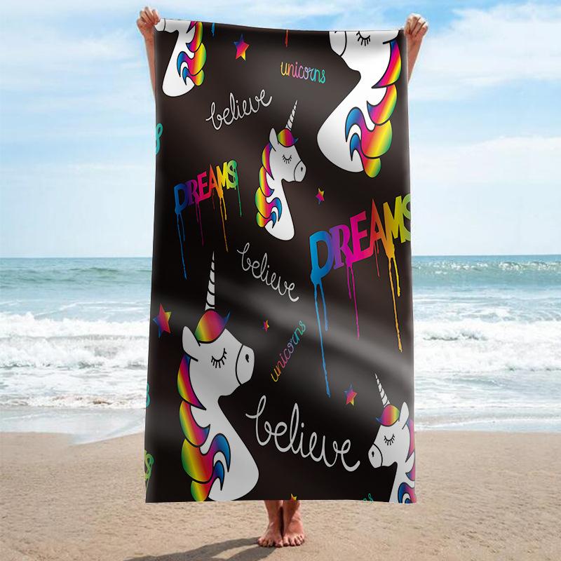 Microfiber Unicorn Beach Towel Cute Animal Bath Towel Absorbent Towels for Pool Swim Bathroom Sport Girl Quick Dry Beach Blanket