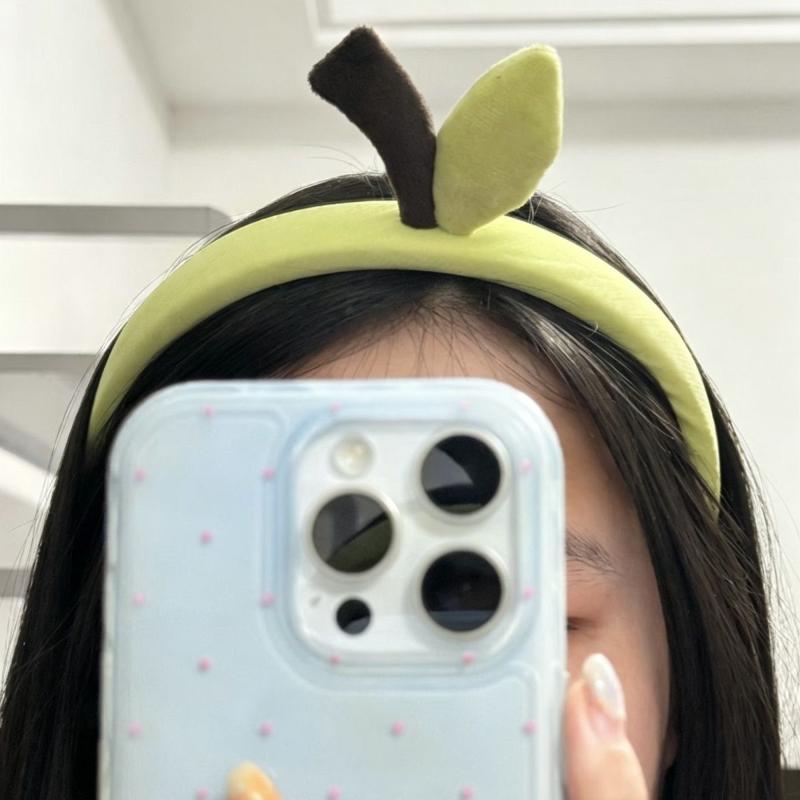 Cute Hair Clip Headband Fuzzy Fruit Calyx Hair Hoop Wash Face Hairpin Headband Hair Accessories