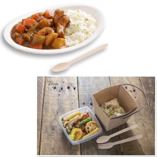 Nakamura Disposable Wooden Spoons, Individually Wrapped, Unbleached Paper, Natural Color, Approx. 160mm, Pack of 50